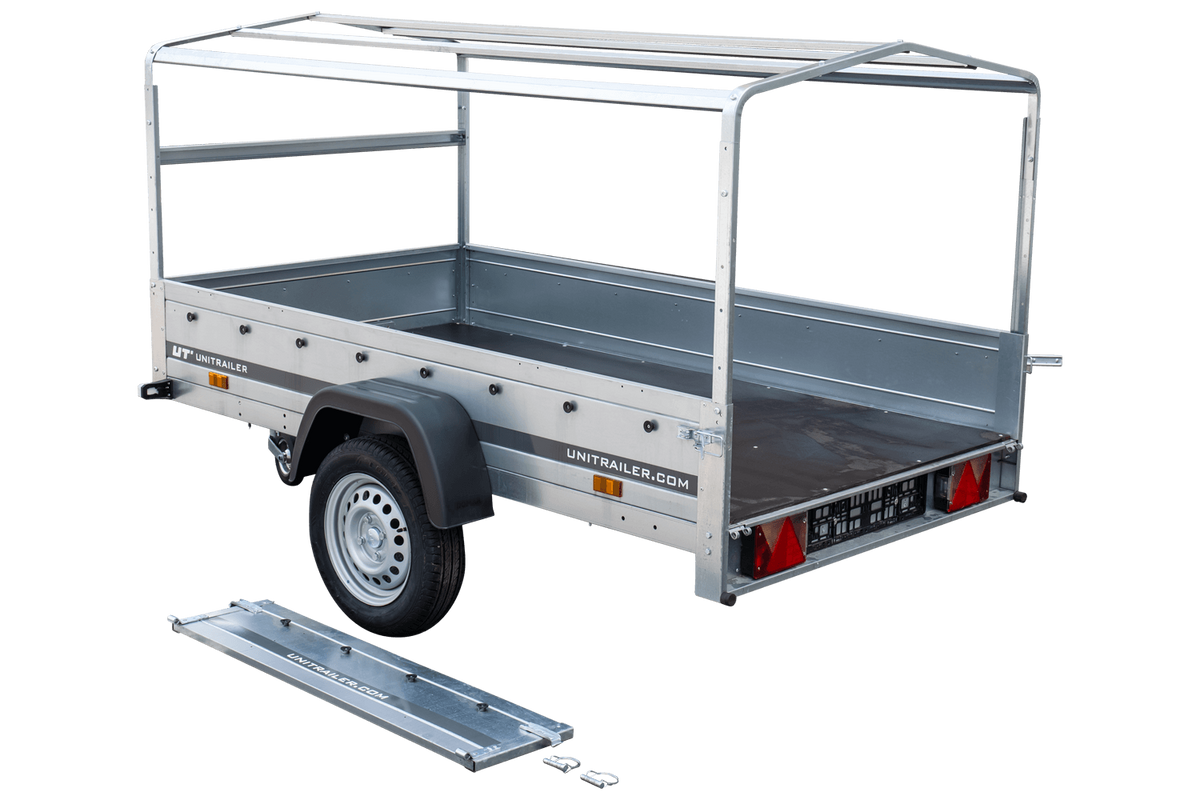 Garden Trailer 230 KIPP Anhänger 230 × 125 cm mit Hochplane, H-800-Spriegel und Stützrad