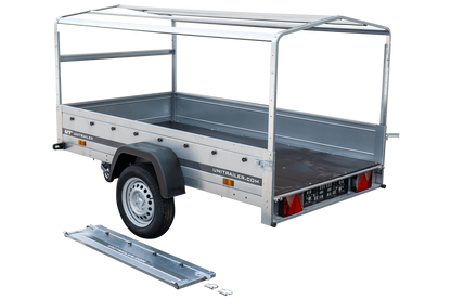 Garden Trailer 230 KIPP Anhänger 230 × 125 cm mit Hochplane, H-800-Spriegel und Stützrad