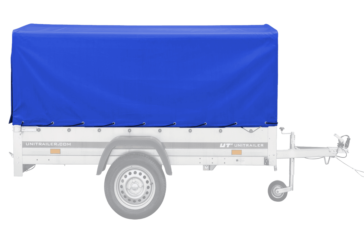 Garden Trailer 230 KIPP Anhänger 230 × 125 cm mit blauer Hochplane, H-800-Spriegel und Stützrad