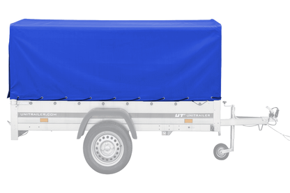 Garden Trailer 230 KIPP Anhänger 230 × 125 cm mit blauer Hochplane, H-800-Spriegel und Stützrad
