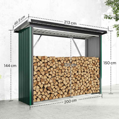 Holzunterstand im Freien aus verzinktem Stahl 213 cm Grün