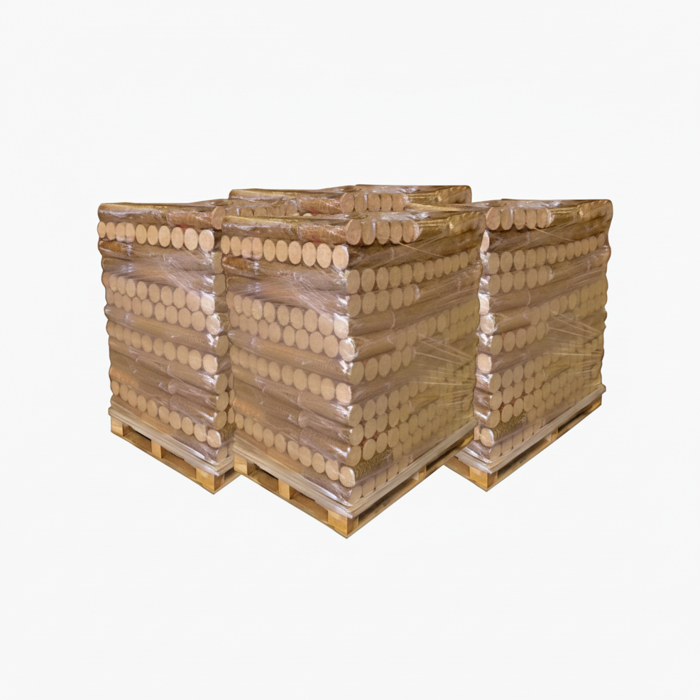WOODSTOCK-Set aus 3 Paletten WOODSTOCK Verdichtetes Holz – 312 Packungen mit 5 Stämmen (3012 kg)