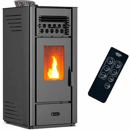 SANNOVER Anita luftgeführter Pelletofen 11,6 kW, Schwarz – Laufzeit bis 22,5 Stunden, A+