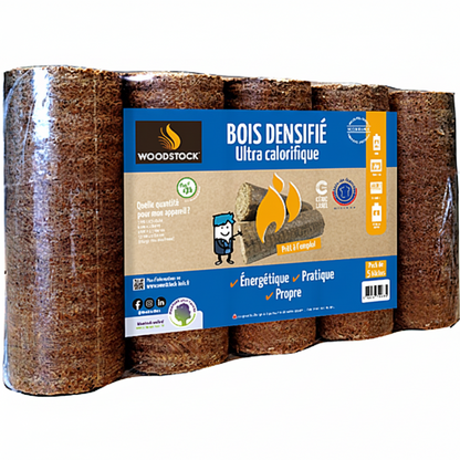 WOODSTOCK-Palette von 104 Packungen mit Verdichtetem Holz 5 Stämme (1004 kg) Hohe Leistung