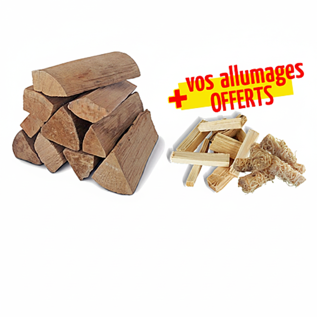 Set von 3 Packungen WOODSTOCK-Feuerholz 40 cm 6000 dm3 + Feuerlöscher und Beleuchtung Holz