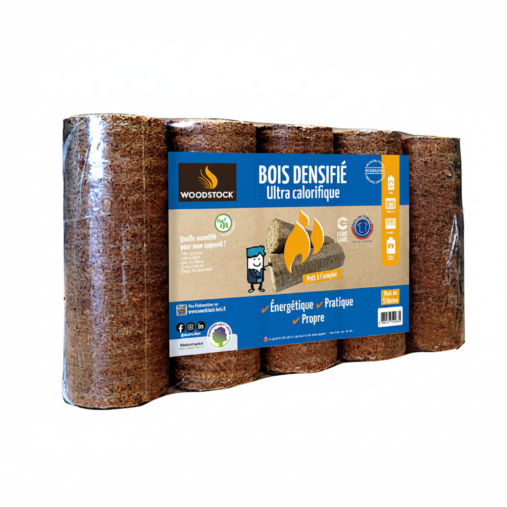 WOODSTOCK-Set aus 3 Paletten WOODSTOCK Verdichtetes Holz – 312 Packungen mit 5 Stämmen (3012 kg)