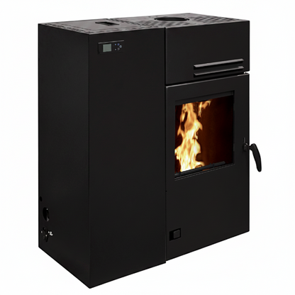 BRONPI-gemischtes Ofenholz und Granulate 10 kW Hybrid Schwarz – WiFi Optional
