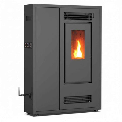 THUNDER Aria Black Pelletofen 12 kW mit WLAN und Anschlussset – A+