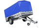 Garden Trailer 230 KIPP Anhänger 230 × 125 cm mit blauer Hochplane, H-800-Spriegel und Stützrad
