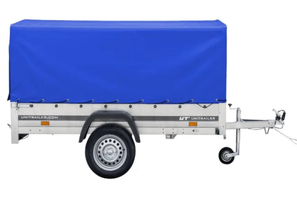 Garden Trailer 230 KIPP Anhänger 230 × 125 cm mit blauer Hochplane, H-800-Spriegel und Stützrad