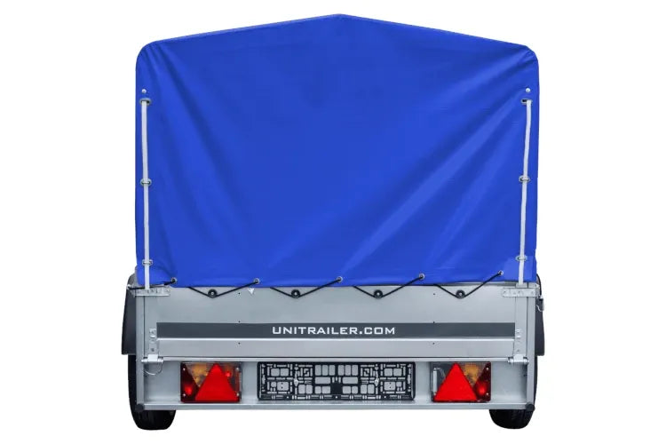 Garden Trailer 230 KIPP Anhänger 230 × 125 cm mit blauer Hochplane, H-800-Spriegel und Stützrad