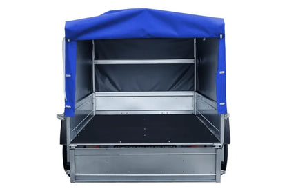 Garden Trailer 230 KIPP Anhänger 230 × 125 cm mit blauer Hochplane, H-800-Spriegel und Stützrad