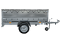Garden Trailer 230 KIPP Anhänger 230 × 125 cm mit grauer Flachplane, Bordwandaufsätzen und Stützrad